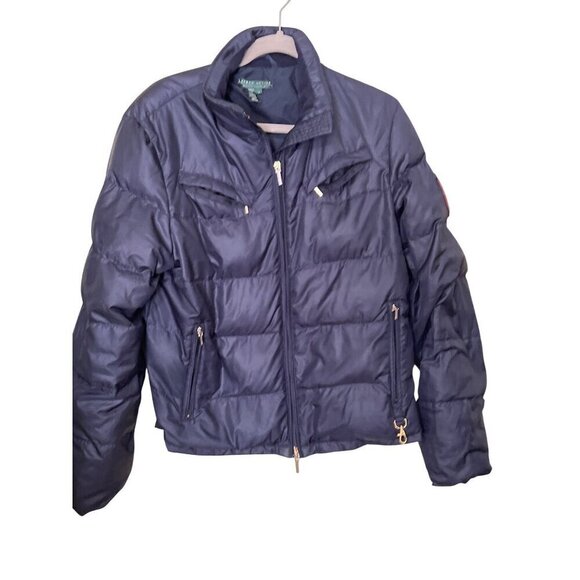Lauren Ralph Lauren Active Navy Down Puffer Jacket Large Outdoors Gorpcore - Picture 1 of 9